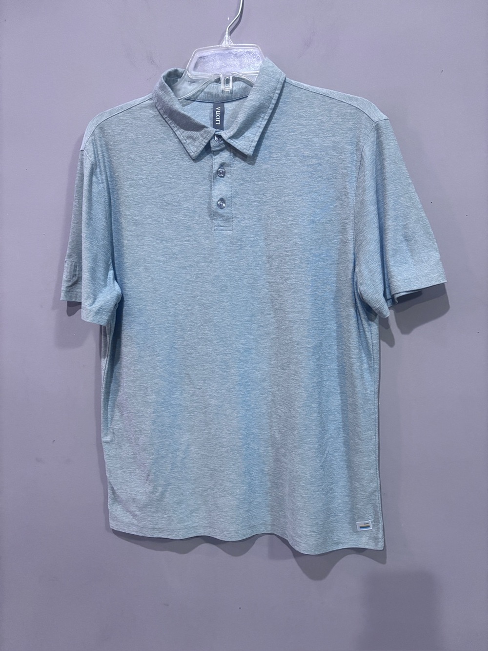 Vuori Strato Tech Polo Shirt Men’s Medium Heather Aqua